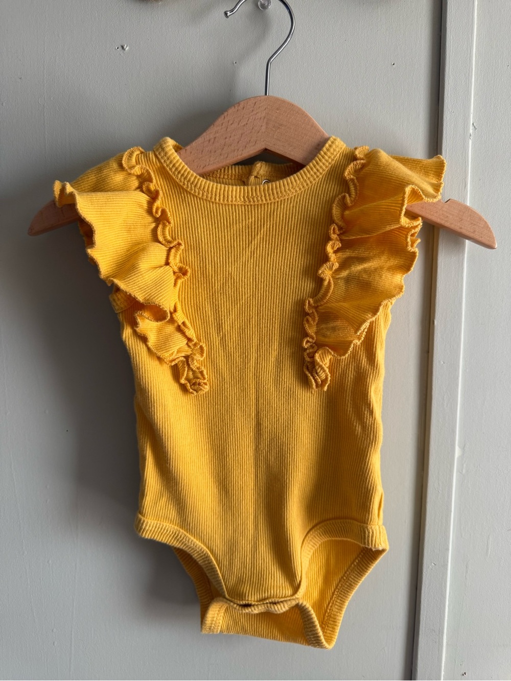 Rachel Zoe Yellow Ruffle Shoulder Baby Bodysuit